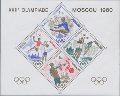 Monaco: 1980, 1,10 To 1,80 F. Olympic Games 1980 Moscow SPEACIAL SOUVENIR SHEET Perforated, 100 Copi - Nuovi