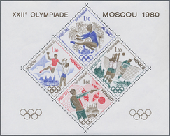 Monaco: 1980, 1,10 To 1,80 F. Olympic Games 1980 Moscow SPEACIAL SOUVENIR SHEET Perforated, Ten Copi - Unused Stamps