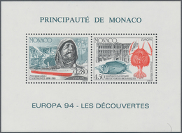 Monaco: 1994, Cept "Explorations", SPECIAL SOUVENIR SHEET PERFORATED, 10 Pieces Mint Never Hinged. M - Ongebruikt