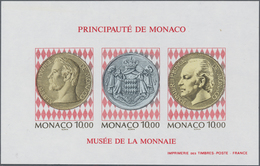 Monaco: 1994, Medals And Coins, IMPERFORATED Souvenir Sheet, 100 Copies Mint Never Hinged. Yvert No. - Ungebraucht