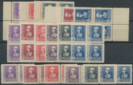 Spanien: 1938/1939, Definitives Queen Isabella I., 20c.-1pts., Ten Complete Sets (two Blocks Of Four - Unused Stamps