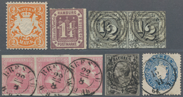 Deutschland: 1860 - 1900 (ca.), Kleiner Posten, Zumeist Altdeutsche Staaten Auf Drei Steckkarten, Zu - Colecciones