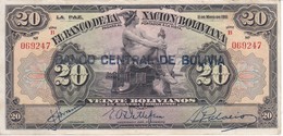 BILLETE DE BOLIVIA DE 20 BOLIVIANOS DEL AÑO 1911 SERIE B (BANKNOTE) - Bolivien