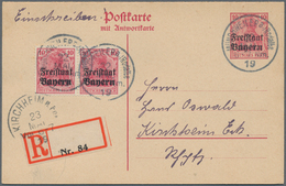 Bayern - Ganzsachen: 1919, 22.5.-30.5., Doppelkarte 10 Pfg. Germania-Freistaat, Fünf Stück Je Mit Zu - Autres & Non Classés