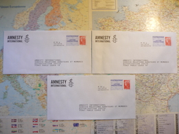 3 Enveloppes Neuves PAP Réponse Amnesty International Bis - Prêts-à-poster:Answer/Beaujard