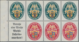 Deutsches Reich - Markenheftchenblätter: 1928, Nothilfe, Heftchenblatt "Benutze...", Lot Von Acht St - Cuadernillos