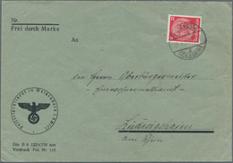 Deutsches Reich - POL-Lochungen: 1936/1938. Lot Mit 4 Verschiedenen Belegen. Dabei Sind: WALDENBURG - Dienstmarken