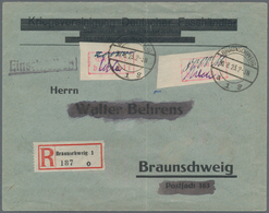 Deutsches Reich - Lokalausgaben 1918/23: BRAUNSCHWEIG: 1923, Lot Von Insgesamt Sieben Belegen: Vier - Cartas & Documentos