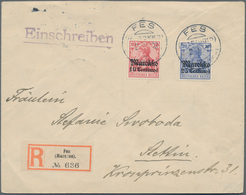 Deutsche Post In Marokko: 1900/1914 (ca.), Zusammenstellung Mit über 100 Marken Und 23 Briefen Und K - Deutsche Post In Marokko