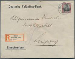 Deutsche Post In Der Türkei: 1902/1911, Lot Von Vier Bedarfsbelegen Der Deutschen Palästina-Bank, Da - Deutsche Post In Der Türkei
