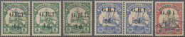 Deutsche Kolonien - Marshall-Inseln - Britische Besetzung: 1914/1915, Lot Of Five Stamps Showing Var - Marshall Islands