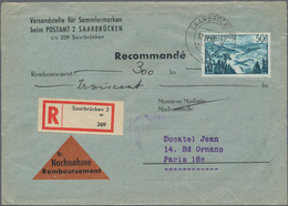 Saarland (1947/56): 1945/1958, Partie Von 60 Bedarfs-Briefen/-Karten Ab Etwas Gebühr Bezahlt Und Frz - Unused Stamps