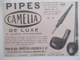 Année(1925) SAINT CLAUDE (Jura) PIPES De LUXE  " CAMELIA" - Ancienne Coupure De Presse - Pipas En Madera De Brezo ( Bruyere)