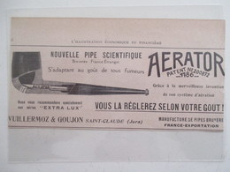 Année(1925) SAINT CLAUDE (Jura) PIPE SCIENTIFIQUE  " APERATOR"   VUILLERMOZ & GOUJON - Ancienne Coupure De Presse - Pijpen In Bruyèrehout