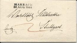 Württemberg 1844, L2 MARBACH Auf 2x Verwendetem Amts Brief V. Kirchberg  - Wuerttemberg