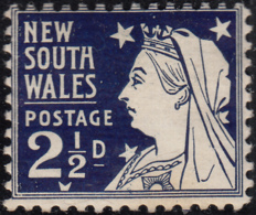 New South Wales 1899 MH Sc 104 2 1/ 2p Victoria Perf 12 X 11.5 - Mint Stamps