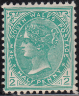 New South Wales 1905-06 MH Sc 109 1/2p Victoria Die II Wide H Variety White Spot In Front Of Forehead - Mint Stamps