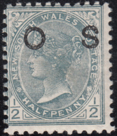 New South Wales 1892 MH Sc O38 OS On 1/2p Victoria - Nuevos