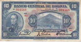 BILLETE DE BOLIVIA DE 10 BOLIVIANOS DEL AÑO 1928 SERIE M4 (BANKNOTE) - Bolivië