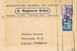 35676. Tarjeta Privada BARCELONA 1943. Sello Recargo Exposicion, Local - Barcelona