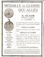 PUB MEDAILLES    " A. AUGIS " 1915 ( 17 ) - Otros & Sin Clasificación