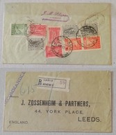 Busta Di Lettera Raccomandata Atene-Leeds (UK) - Febbraio 1912 Con Affrancatura Multipla - Cartas & Documentos
