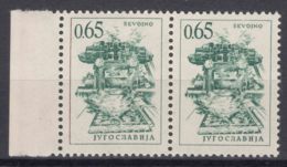 Yugoslavia 1966 Mi#1170 F - Pair With Error On Left Stamp, Red Brown Line Instead Of Green, Mint Never Hinged - Neufs