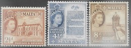 Malta   1956   2 1/2p, 4 1/2p, 8p  MH  2016 Scott Value $7.90 - Malta (...-1964)