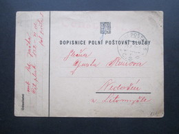 CSR 1938 Feldpostkarte / Roter Stempel Censurovano Und Polni Posta C.S.P. Zensurpost Tschechoslowakei - Storia Postale