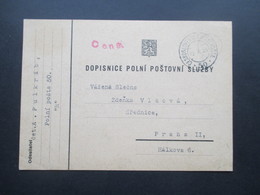 DR / Sudetenland 10.X.1938 ?? PK Mit Rotem Stempel Censura Und Ceskoslovenska Polni Posta 50 Nach Praha II - Storia Postale