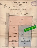 VP 16.829 - Ville De PARIS - Plan 26 X 43 De L'Immeuble Avenue Philippe Auguste - Géomètre Mr Pierre RAMBERT à MEAUX - Architectuur