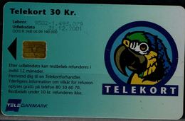 DANMARK 2001 PHONECARD PARROTS USED VF!! - Loros