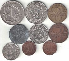 Poland Collection Of 9 Coins 1923-1932 All Listed & Different - Pologne
