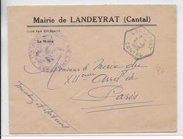 1962 - CANTAL - ENVELOPPE En FRANCHISE De La MAIRIE De LANDEYRAT Avec CACHET HEXAGONAL - Cartas Civiles En Franquicia