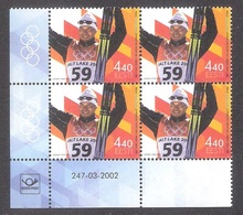 Estonia 2002 MNH Stamp Block Of 4 Mi 434 Andrus Veerpalu Olympic 2002 Winner - Inverno2002: Salt Lake City