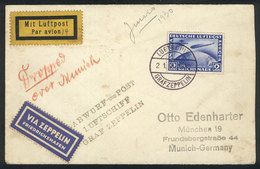 GERMANY: 21/JUN/1930 Zeppelin - München: Cover Franked By Sc.C38, Dispatched Onboard Zeppelin During Flight To South Ame - Otros & Sin Clasificación