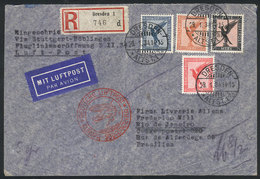 GERMANY: FIRST CATAPULT FLIGHT To South America: Registered Airmail Cover Sent From Dresden To Brazil Via DLH On 29/JA/1 - Sonstige & Ohne Zuordnung