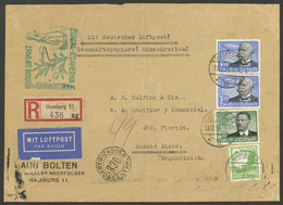 GERMANY: 13/DE/1934 Hamburg - Argentina, Registered Airmail Cover Flown By DLH In The CHRISTMAS Flight Franked With 8.05 - Andere & Zonder Classificatie