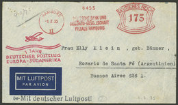 GERMANY: 1/FE/1935 Hamburg - Argentina, Airmail Cover With Meter Postage Of 1.75Mk., Sent By DLH To Buenos Aires, With S - Andere & Zonder Classificatie