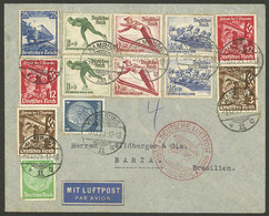 GERMANY: 3/DE/1935 Hamburg - Brazil, Airmail Cover Sent By DLH With Very Colorful Postage, And On Back Arrival Mark Of B - Andere & Zonder Classificatie