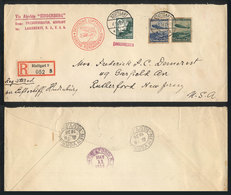 GERMANY: 6/MAY/1936 Stuttgart - USA By The HINDENBURG: Registered Cover Flown By The Zeppelin Between Friedrichshafen An - Otros & Sin Clasificación