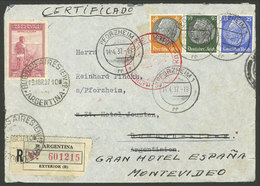 GERMANY: MIXED POSTAGE: Airmail Cover Sent From Pforzheim To Argentina On 14/AP/1937 By DLH Franked With 1.75Mk. The Add - Andere & Zonder Classificatie