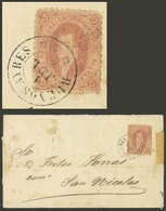 ARGENTINA: GJ.20, 3rd Printing, Franking A Folded Cover Sent From Buenos Aires To San Nicolás On 1/JUL/1865, Very Nice! - Briefe U. Dokumente