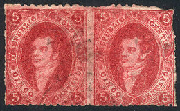 ARGENTINA: GJ.26, 5th Printing, Dark Carmine, Pair MINT ORIGINAL GUM (+300%), The Left Stamp Is Superb, The Right Stamp  - Brieven En Documenten