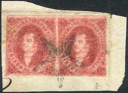 ARGENTINA: GJ.34, 8th Printing, Pair On Fragment With Mute "star" Cancel Of Córdoba, Minor Defects, Very Good Appeal, Ra - Storia Postale