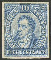 ARGENTINA: GJE2, Unadopted Essay Of 10c. Blue, VF Quality! - Brieven En Documenten