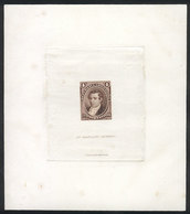 ARGENTINA: GJ.36, 1867 4c. Moreno, DIE PROOF In The Issued Color, Printed On Thin Paper Glued To Card, VF Quality, Rare! - Other & Unclassified