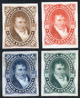 ARGENTINA: GJ.39, 1867 10c. Belgrano, 4 Different TRIAL COLOR PROOFS Printed On Thin Paper, VF Quality! - Other & Unclassified