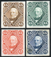 ARGENTINA: GJ.40, 1867 15c. San Martín, 4 Different TRIAL COLOR PROOFS, Printed On Thin Paper, VF Quality, Rare! - Other & Unclassified