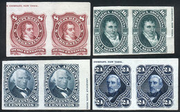 ARGENTINA: GJ.49/52, 1876 Rouletted Set, 8c. To 24c., PROOFS In The Issued Colors Printed On Thin Paper (Indian), Corner - Otros & Sin Clasificación